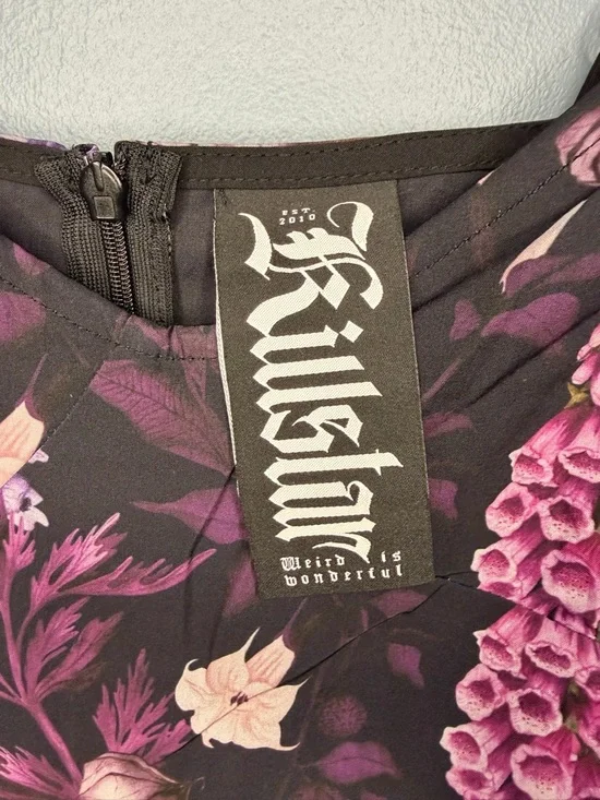 Killstar Purple & Black Floral Forbidden Petals Mini Dress | Size Large - Picture 4 of 8